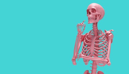 thinking deeply skeleton model 3d render