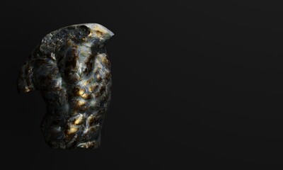 Torso sculpture with copy space in the background