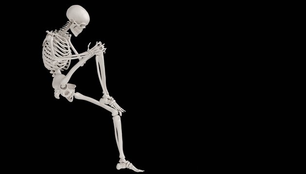 sitting discouraged  skeleton 3d render