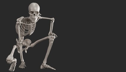 Fototapeta na wymiar never give up skeleton 3d render