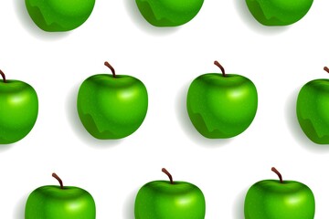 Seamless pattern with green apples. Fruit, leaf on white background. May be used for kitchen design, food packaging. Vector illustration EPS 10
