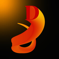 3d golden letter d
