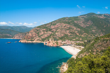 Porto beach on coast of Corsica