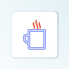 Line Coffee cup icon isolated on white background. Tea cup. Hot drink coffee. Colorful outline concept. Vector
