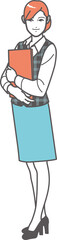 ファイルを抱える事務員