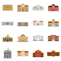 Fototapeta premium University icons set flat vector isolated