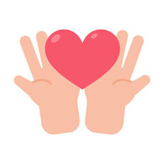 vector hands giving hearts to each other Helping the poor by donating items to charity