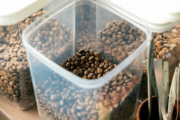 Coffee bean in storage before espresso process