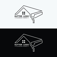 Gutter logo outline vector.
Gutters cleaning logo design.