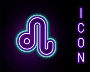 Glowing neon line Leo zodiac sign icon isolated on black background. Astrological horoscope collection. Colorful outline concept. Vector