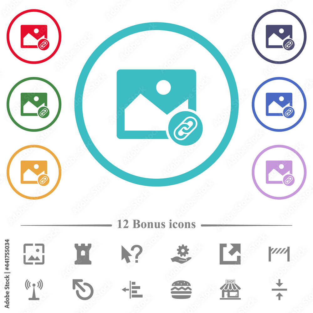 Aufkleber link image flat color icons in circle shape outlines