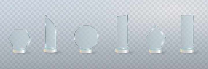 Circle Glass Trophy Award. illustration isolated on grey background