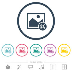 Send image as email flat color icons in round outlines