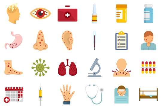 Measles icons set flat vector isolated