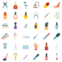 Manicurist icons set flat vector isolated