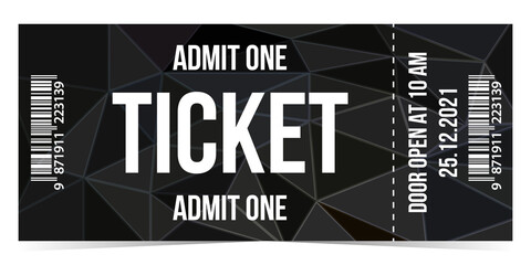 Design Ticket vector template for invitation, event, concert, music festival, movie festival, show, performance, etc. 
