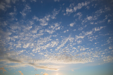 Naklejka na ściany i meble Blue sky and cirrus clouds during sunset