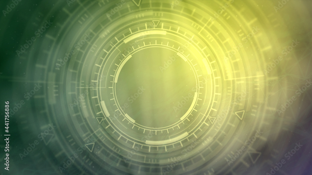 Poster abstract 3d illustration - colorful modern abstract background of moving ui or hud circles, scientif