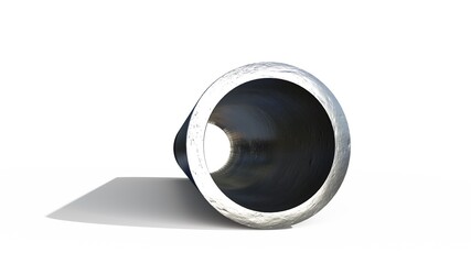 Round pipe metal profile - isolated design industrial 3D illustration