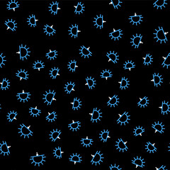 Line Sunrise icon isolated seamless pattern on black background. Vector