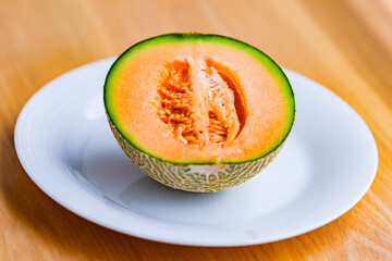 Eating healthy fruits red melon