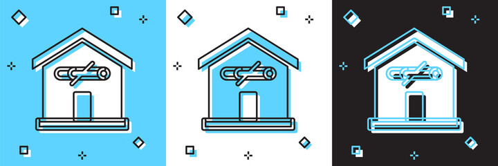 Set No smoking at home icon isolated on blue and white, black background. Area no smoking house. Vector