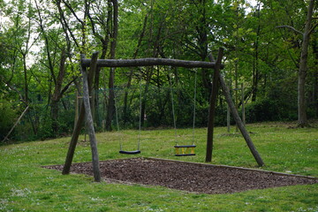 Swing on the playground without children
