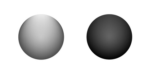 Billiard ball icon. White and black ball. Vector illustration of balls with a lens flare.