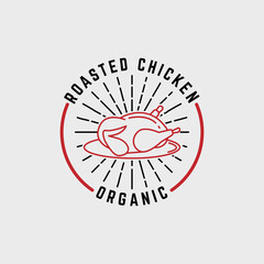 line art roasted chicken meat logo design inspiration, best for line art organic food logo vector
