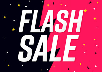 Flash Sale, poster design template, discount banner, vector illustration