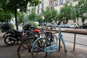 Fototapeta na wymiar Some bicycle in the parking
