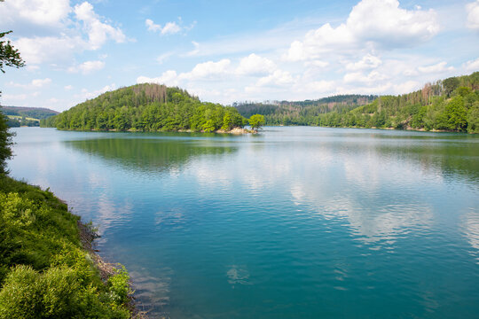 Idyllic Aggertalsperre in Bergisches Land, Westphalia, Germany