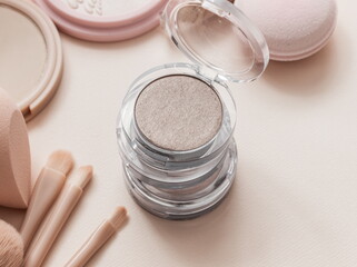 Make-up, eye shadows. View from above. Flat lay.