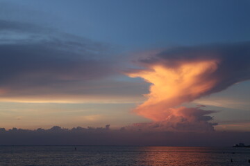 Beautiful seascape ocean with sunset.
