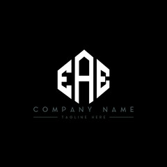 EAE letter logo design with polygon shape. EAE polygon logo monogram. EAE cube logo design. EAE hexagon vector logo template white and black colors. EAE monogram, EAE business and real estate logo. 