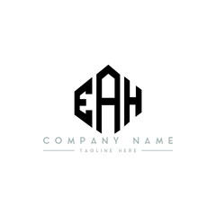 EAH letter logo design with polygon shape. EAH polygon logo monogram. EAH cube logo design. EAH hexagon vector logo template white and black colors. EAH monogram, EAH business and real estate logo. 