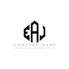 EAJ letter logo design with polygon shape. EAJ polygon logo monogram. EAJ cube logo design. EAJ hexagon vector logo template white and black colors. EAJ monogram, EAJ business and real estate logo. 