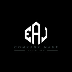 EAJ letter logo design with polygon shape. EAJ polygon logo monogram. EAJ cube logo design. EAJ hexagon vector logo template white and black colors. EAJ monogram, EAJ business and real estate logo. 