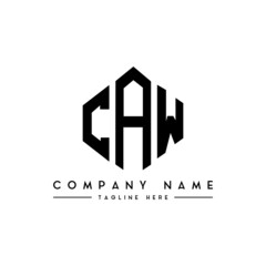 CAW letter logo design with polygon shape. CAW polygon logo monogram. CAW cube logo design. CAW hexagon vector logo template white and black colors. CAW monogram, CAW business and real estate logo. 