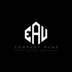 EAU letter logo design with polygon shape. EAU polygon logo monogram. EAU cube logo design. EAU hexagon vector logo template white and black colors. EAU monogram, EAU business and real estate logo. 