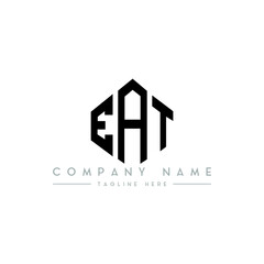 EAT letter logo design with polygon shape. EAT polygon logo monogram. EAT cube logo design. EAT hexagon vector logo template white and black colors. EAT monogram, EAT business and real estate logo. 