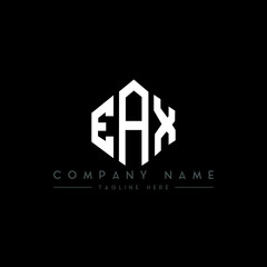 EAX letter logo design with polygon shape. EAX polygon logo monogram. EAX cube logo design. EAX hexagon vector logo template white and black colors. EAX monogram, EAX business and real estate logo. 