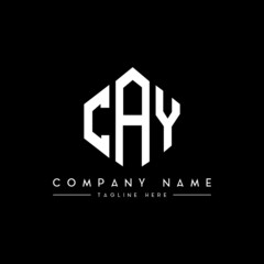 CAY letter logo design with polygon shape. CAY polygon logo monogram. CAY cube logo design. CAY hexagon vector logo template white and black colors. CAY monogram, CAY business and real estate logo. 