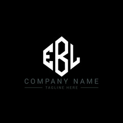 EBL letter logo design with polygon shape. EBL polygon logo monogram. EBL cube logo design. EBL hexagon vector logo template white and black colors. EBL monogram, EBL business and real estate logo. 
