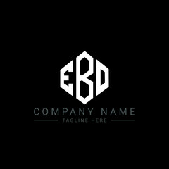 EBO letter logo design with polygon shape. EBO polygon logo monogram. EBO cube logo design. EBO hexagon vector logo template white and black colors. EBO monogram, EBO business and real estate logo. 