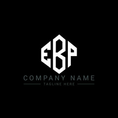 EBP letter logo design with polygon shape. EBP polygon logo monogram. EBP cube logo design. EBP hexagon vector logo template white and black colors. EBP monogram, EBP business and real estate logo. 