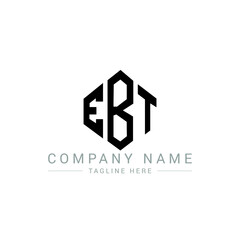 EBT letter logo design with polygon shape. EBT polygon logo monogram. EBT cube logo design. EBT hexagon vector logo template white and black colors. EBT monogram, EBT business and real estate logo. 