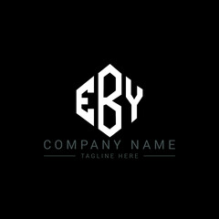 EBY letter logo design with polygon shape. EBY polygon logo monogram. EBY cube logo design. EBY hexagon vector logo template white and black colors. EBY monogram, EBY business and real estate logo. 