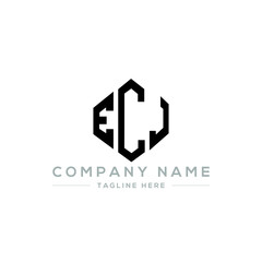 ECJ letter logo design with polygon shape. ECJ polygon logo monogram. ECJ cube logo design. ECJ hexagon vector logo template white and black colors. ECJ monogram, ECJ business and real estate logo. 