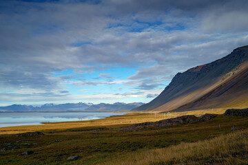 Fototapeta na wymiar Glacier. View from Stokksnes. East Iceland nature landscape